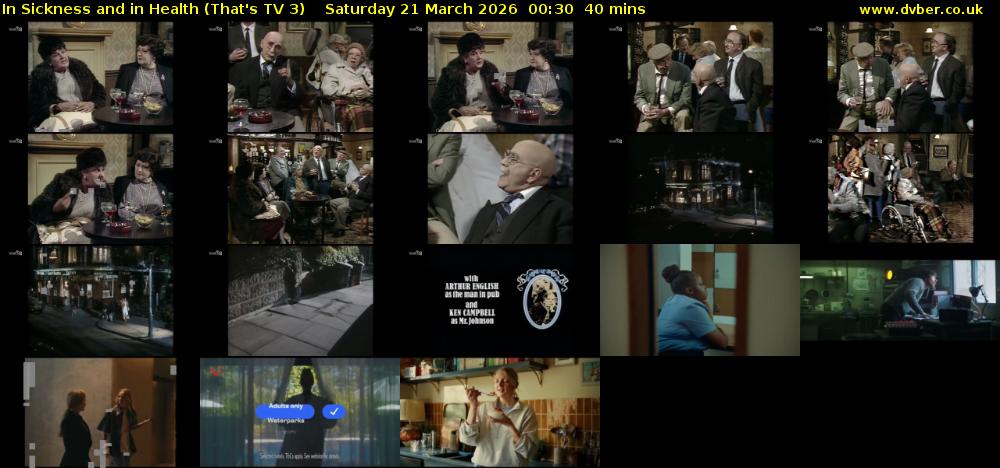 In Sickness and in Health (That's TV 3) Saturday 21 March 2026 00:30 - 01:10