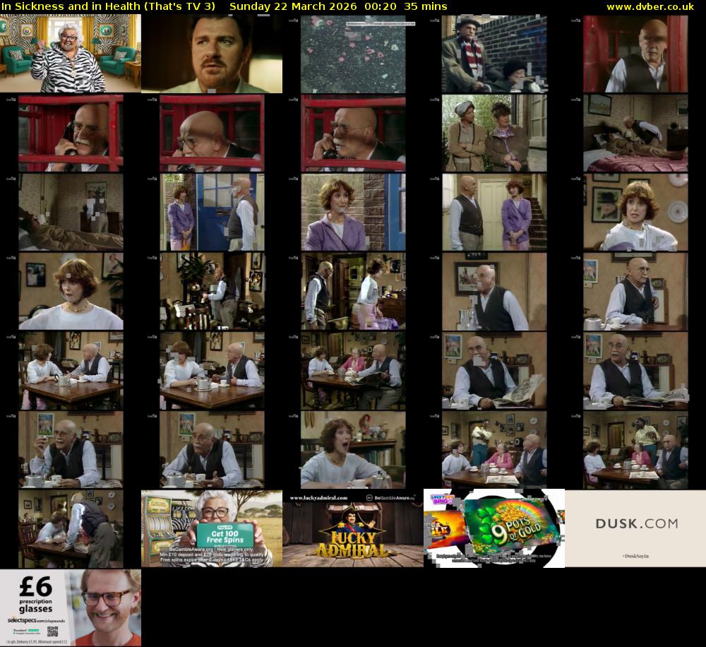 In Sickness and in Health (That's TV 3) Sunday 22 March 2026 00:20 - 00:55