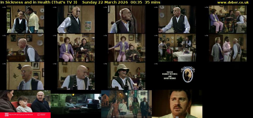 In Sickness and in Health (That's TV 3) Sunday 22 March 2026 00:35 - 01:10