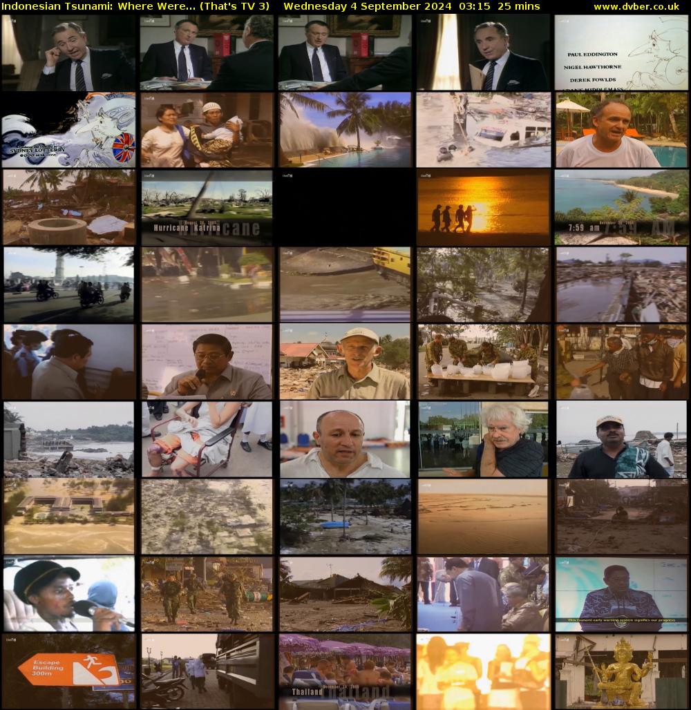 Indonesian Tsunami: Where Were... (That's TV 3) Wednesday 4 September 2024 03:15 - 03:40