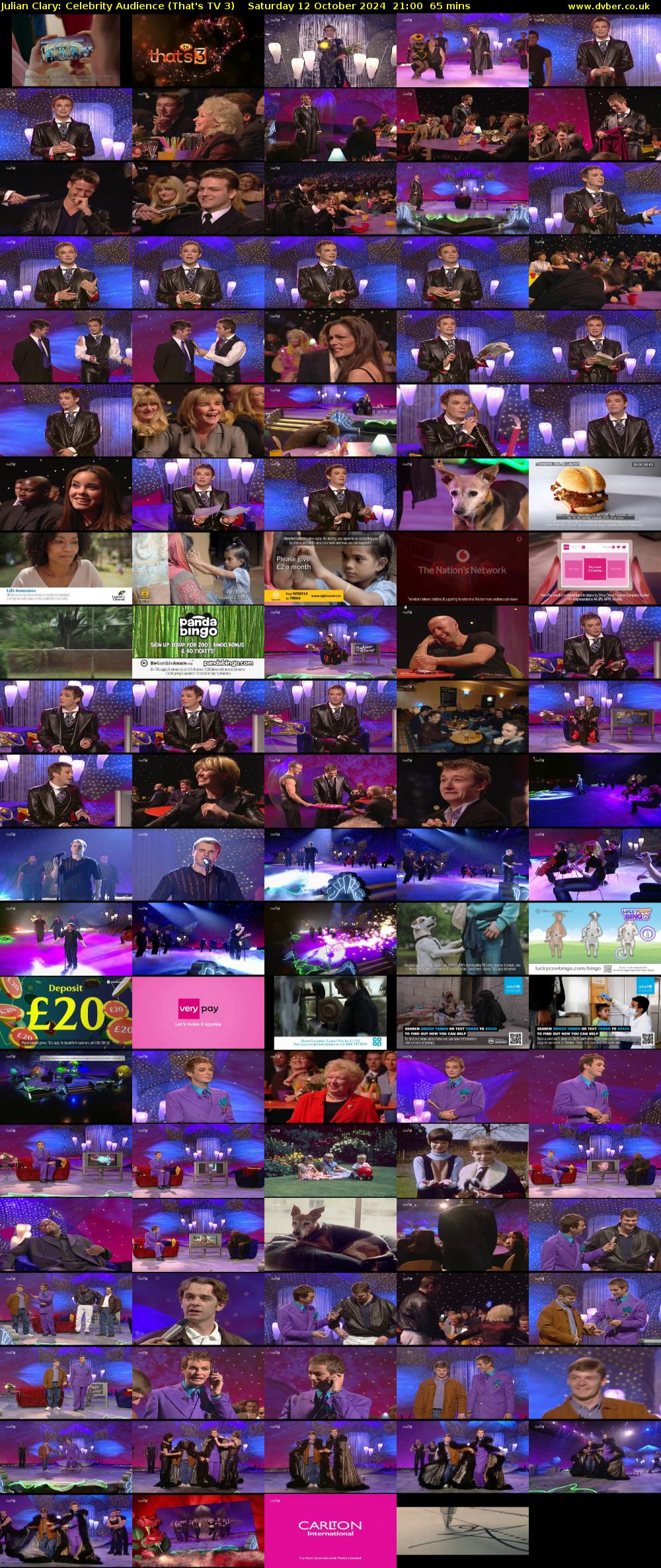 Julian Clary: Celebrity Audience (That's TV 3) Saturday 12 October 2024 21:00 - 22:05