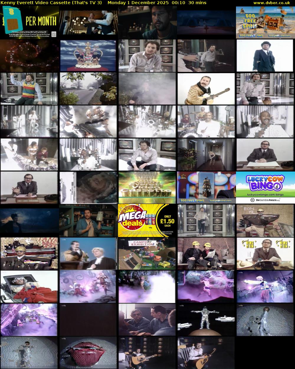 Kenny Everett Video Cassette (That's TV 3) Monday 1 December 2025 00:10 - 00:40