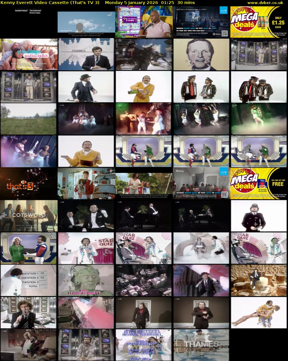 Kenny Everett Video Cassette (That's TV 3) Monday 5 January 2026 01:25 - 01:55