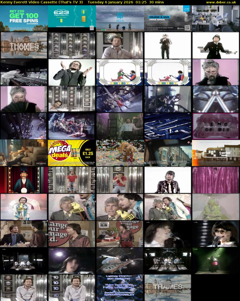 Kenny Everett Video Cassette (That's TV 3) Tuesday 6 January 2026 01:25 - 01:55