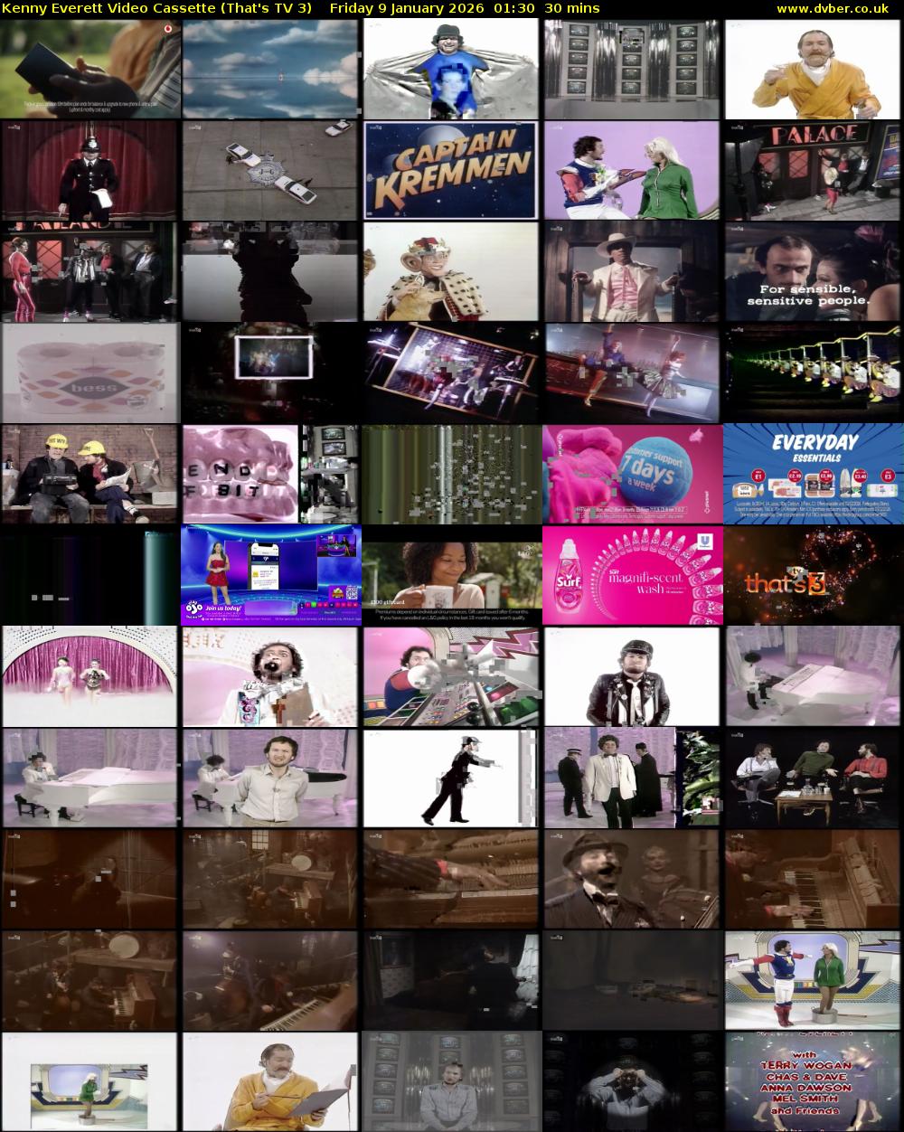 Kenny Everett Video Cassette (That's TV 3) Friday 9 January 2026 01:30 - 02:00