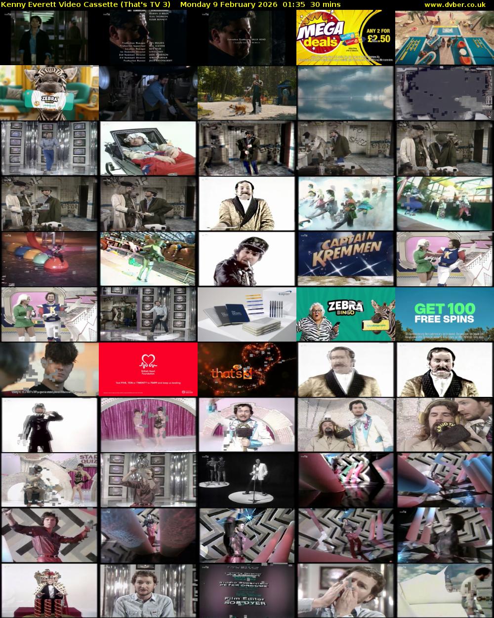 Kenny Everett Video Cassette (That's TV 3) Monday 9 February 2026 01:35 - 02:05