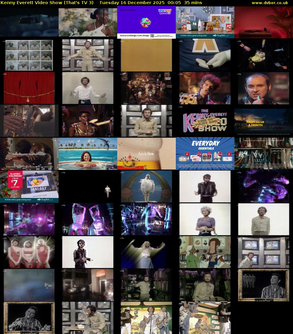 Kenny Everett Video Show (That's TV 3) Tuesday 16 December 2025 00:05 - 00:40
