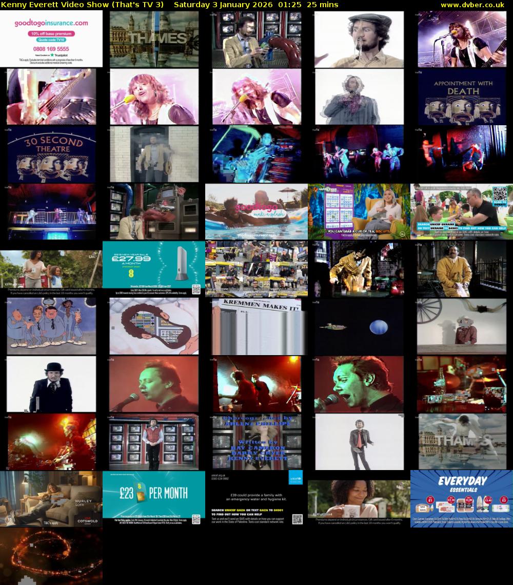 Kenny Everett Video Show (That's TV 3) Saturday 3 January 2026 01:25 - 01:50