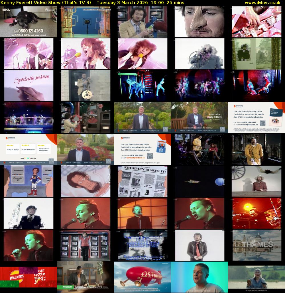 Kenny Everett Video Show (That's TV 3) Tuesday 3 March 2026 19:00 - 19:25