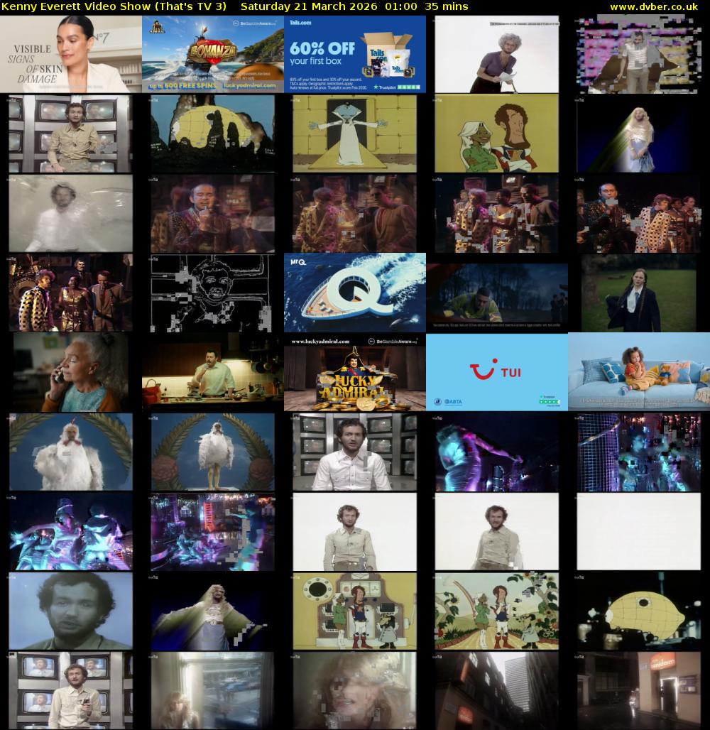 Kenny Everett Video Show (That's TV 3) Saturday 21 March 2026 01:00 - 01:35