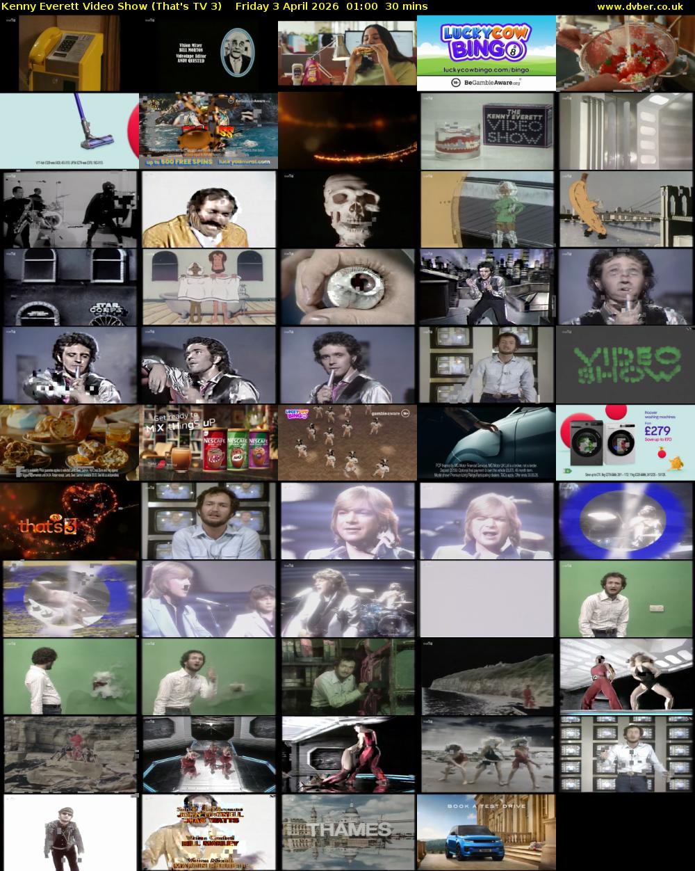 Kenny Everett Video Show (That's TV 3) Friday 3 April 2026 01:00 - 01:30