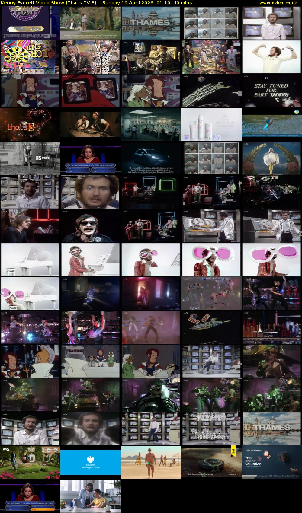 Kenny Everett Video Show (That's TV 3) Sunday 19 April 2026 01:10 - 01:50