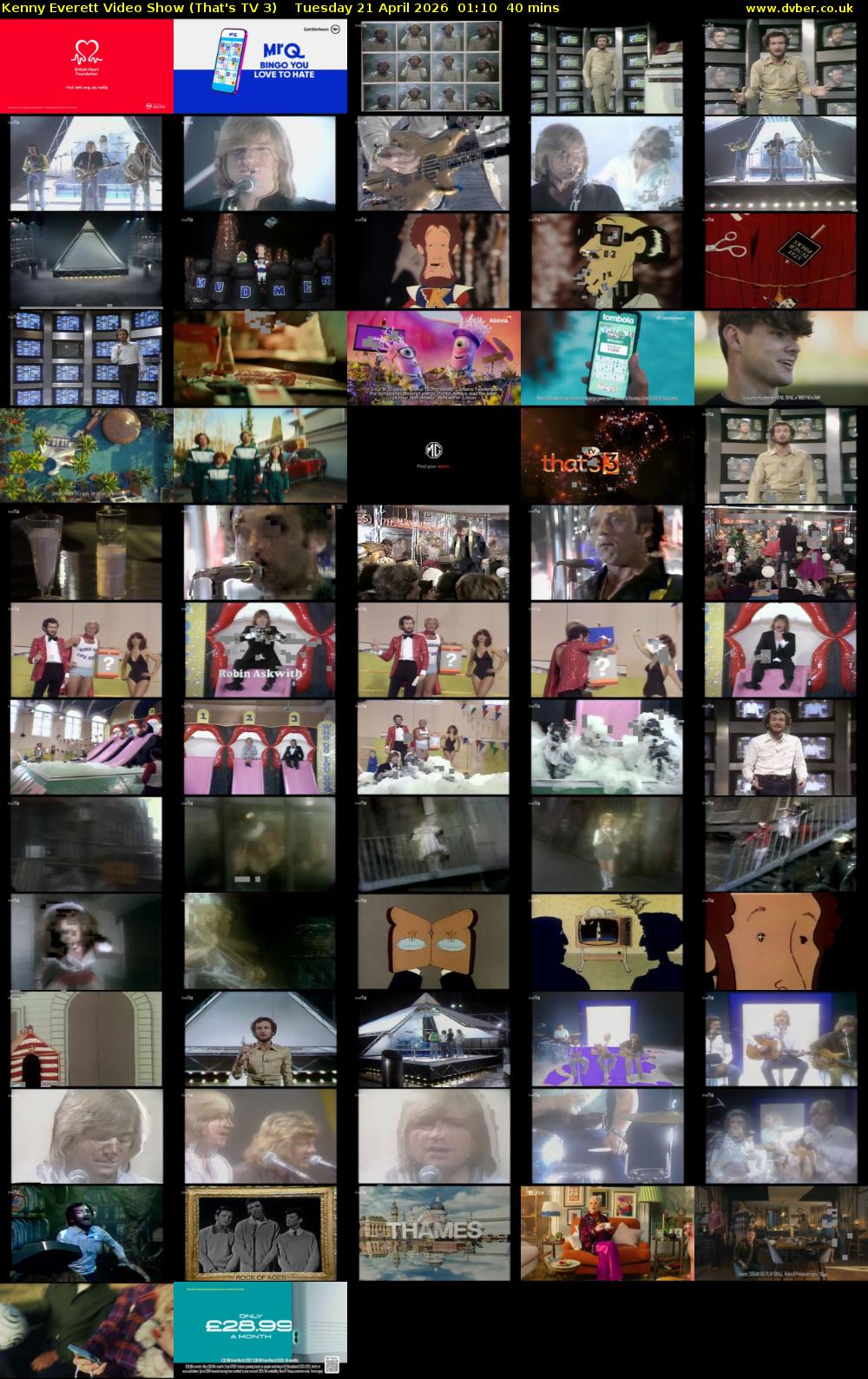 Kenny Everett Video Show (That's TV 3) Tuesday 21 April 2026 01:10 - 01:50