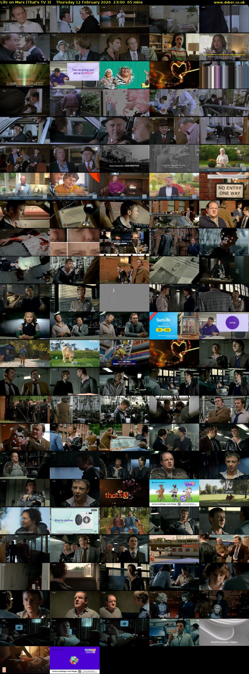 Life on Mars (That's TV 3) Thursday 12 February 2026 23:00 - 00:05