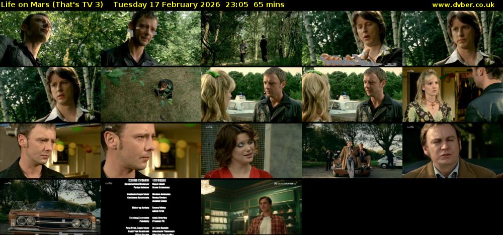 Life on Mars (That's TV 3) Tuesday 17 February 2026 23:05 - 00:10