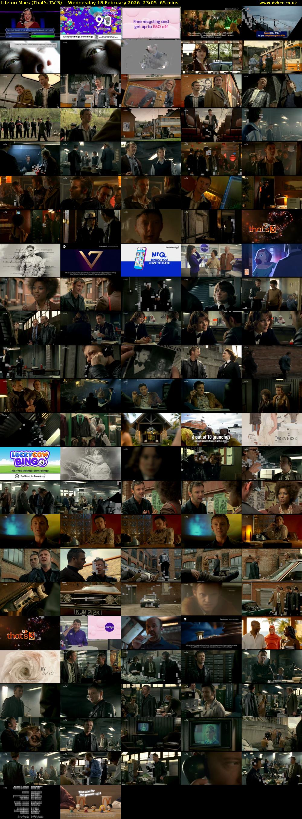 Life on Mars (That's TV 3) Wednesday 18 February 2026 23:05 - 00:10