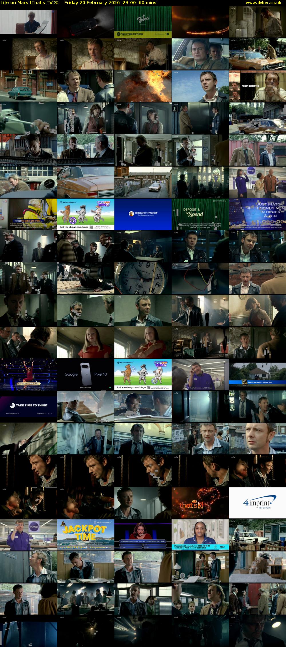 Life on Mars (That's TV 3) Friday 20 February 2026 23:00 - 00:00