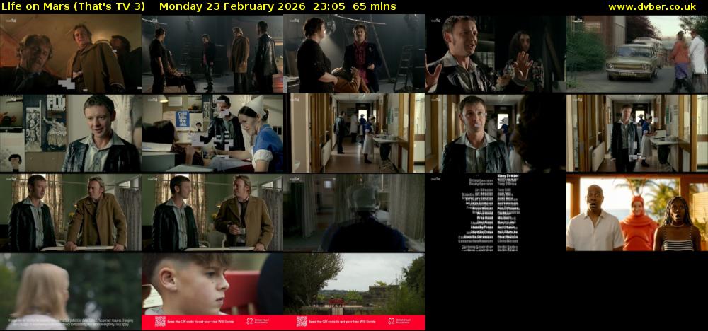 Life on Mars (That's TV 3) Monday 23 February 2026 23:05 - 00:10