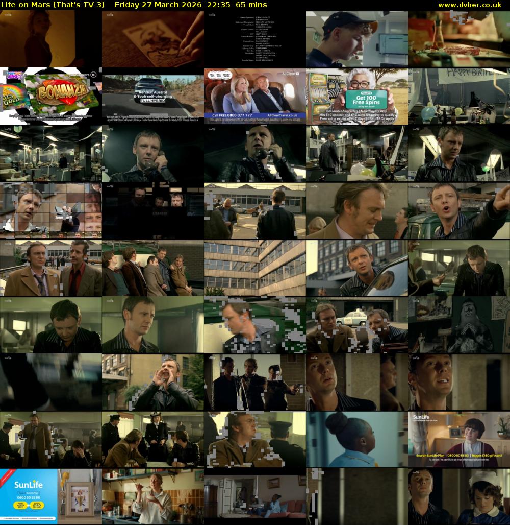 Life on Mars (That's TV 3) Friday 27 March 2026 22:35 - 23:40
