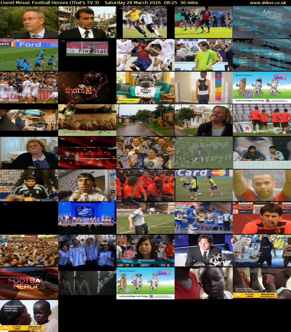 Lionel Messi: Football Heroes (That's TV 3) Saturday 28 March 2026 08:25 - 08:55