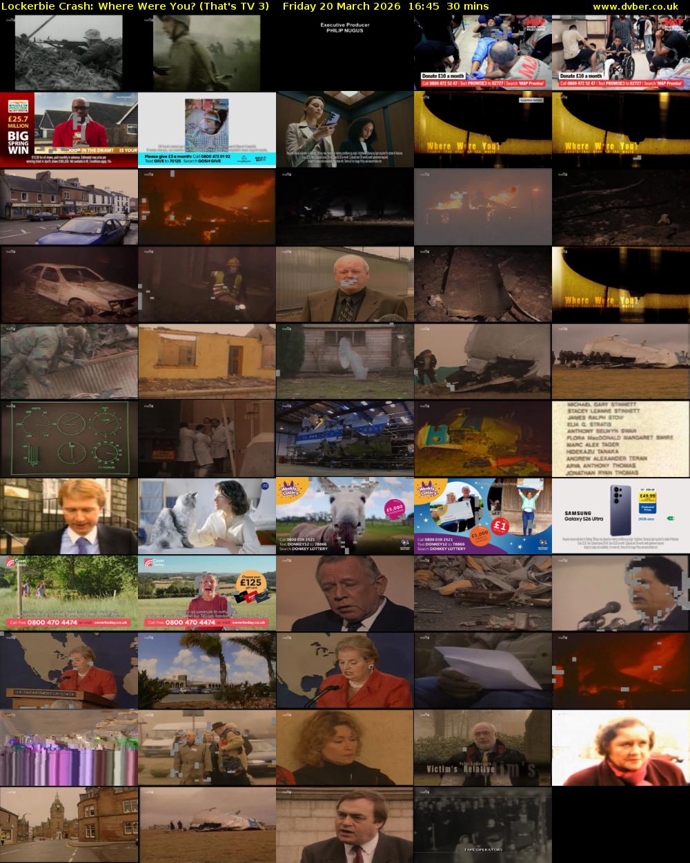 Lockerbie Crash: Where Were You? (That's TV 3) Friday 20 March 2026 16:45 - 17:15