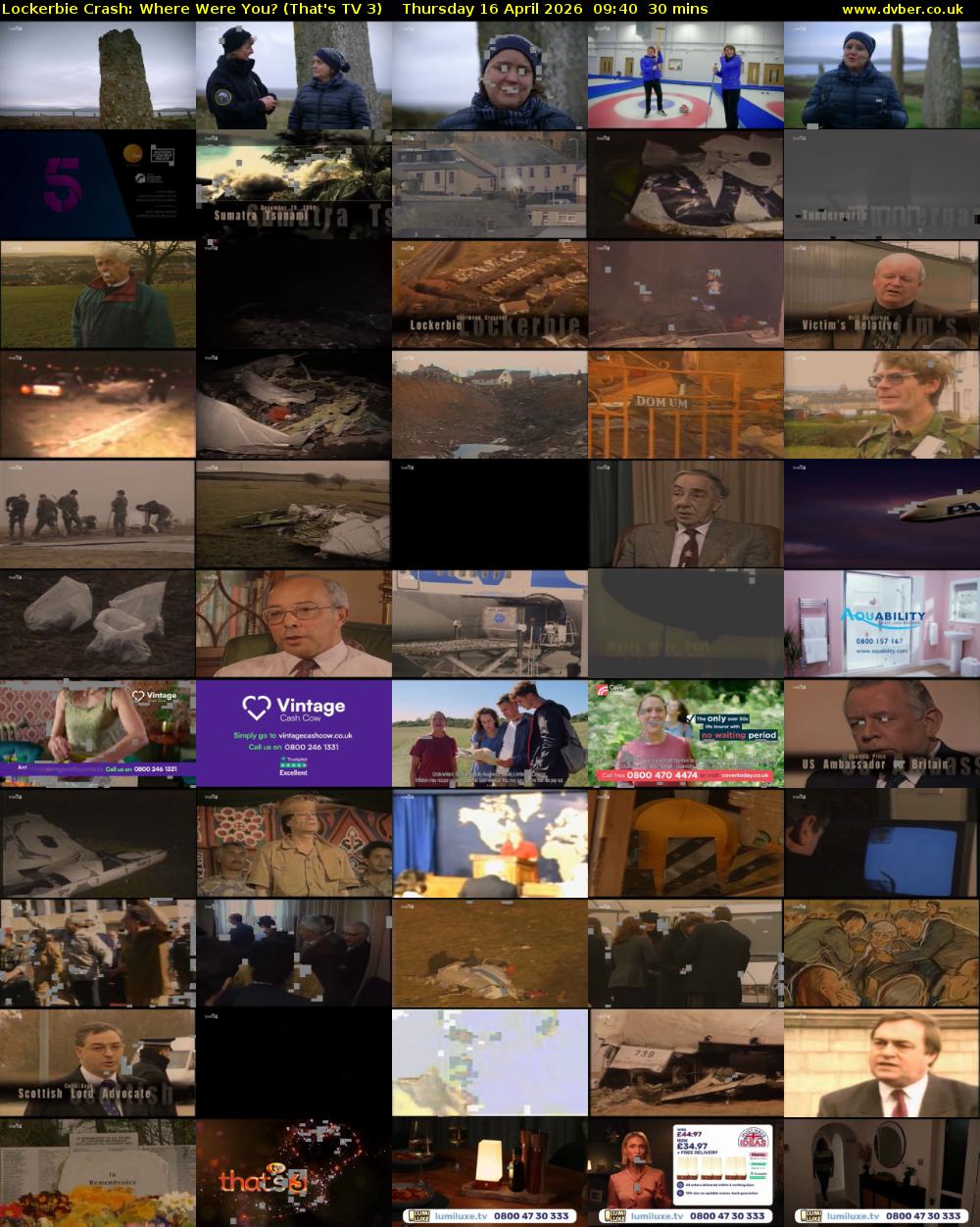 Lockerbie Crash: Where Were You? (That's TV 3) Thursday 16 April 2026 09:40 - 10:10