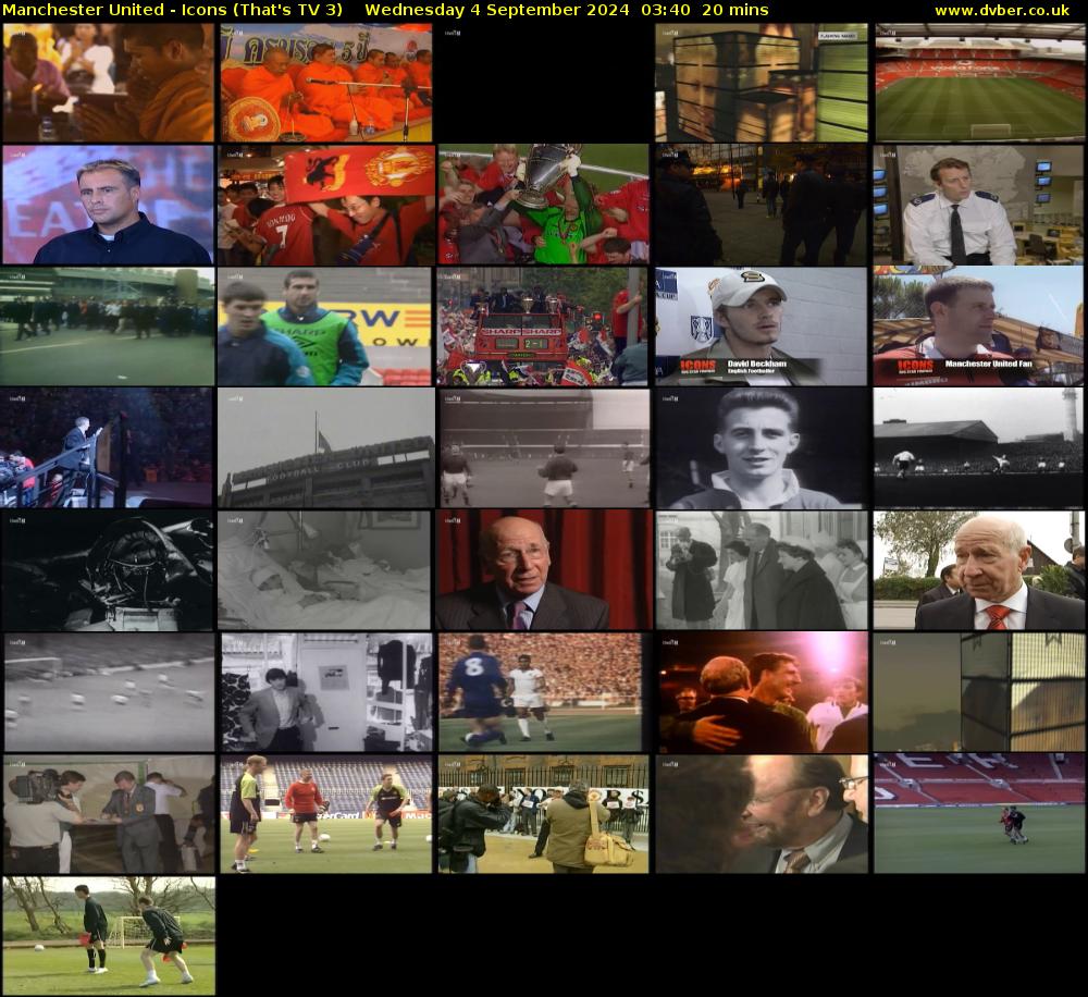 Manchester United - Icons (That's TV 3) Wednesday 4 September 2024 03:40 - 04:00