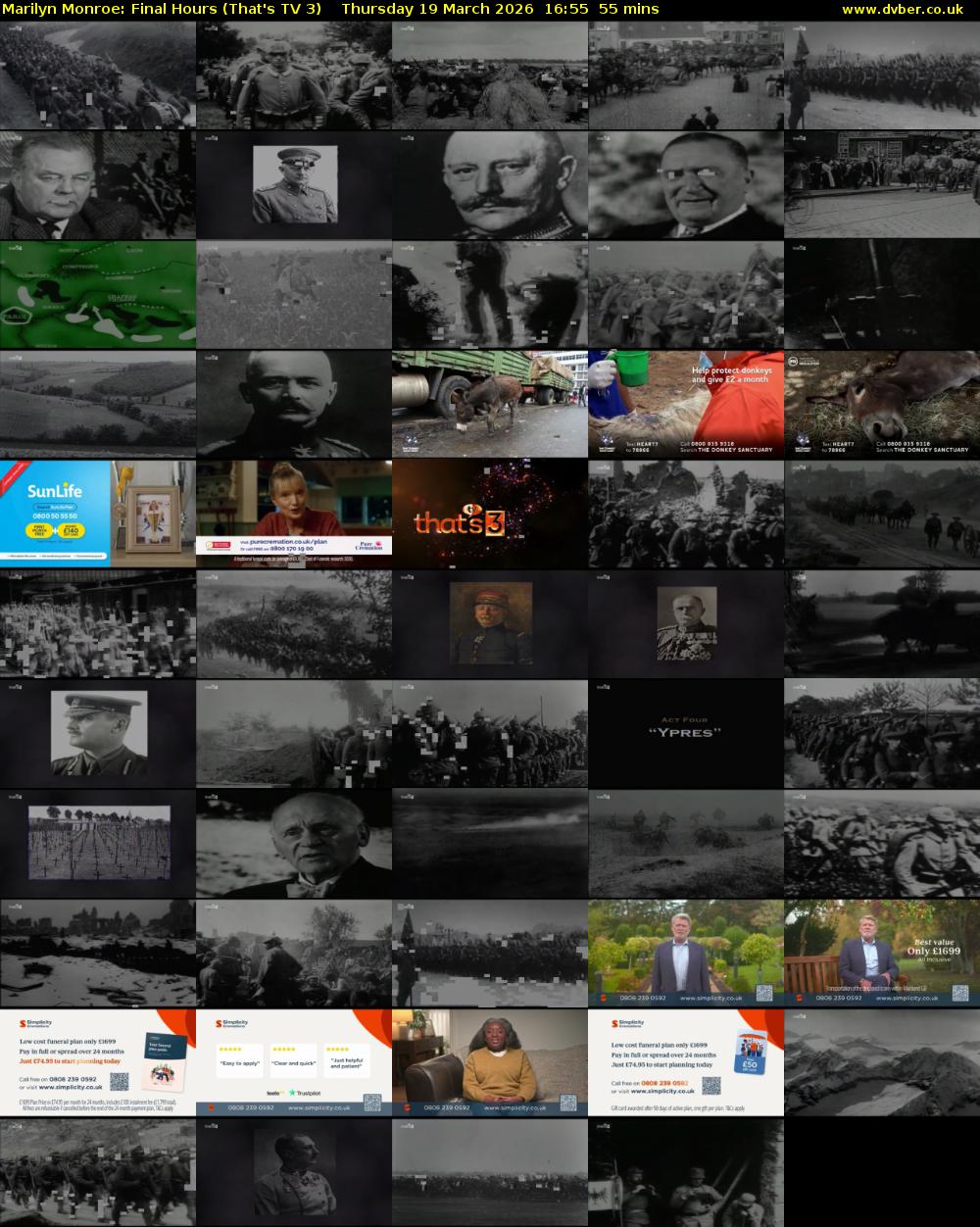 Marilyn Monroe: Final Hours (That's TV 3) Thursday 19 March 2026 16:55 - 17:50