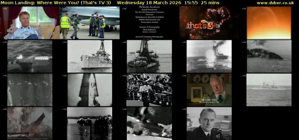 Moon Landing: Where Were You? (That's TV 3) Wednesday 18 March 2026 15:55 - 16:20