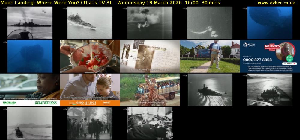 Moon Landing: Where Were You? (That's TV 3) Wednesday 18 March 2026 16:00 - 16:30