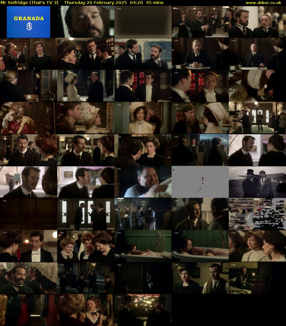 Mr Selfridge (That's TV 3) Thursday 20 February 2025 04:20 - 05:05