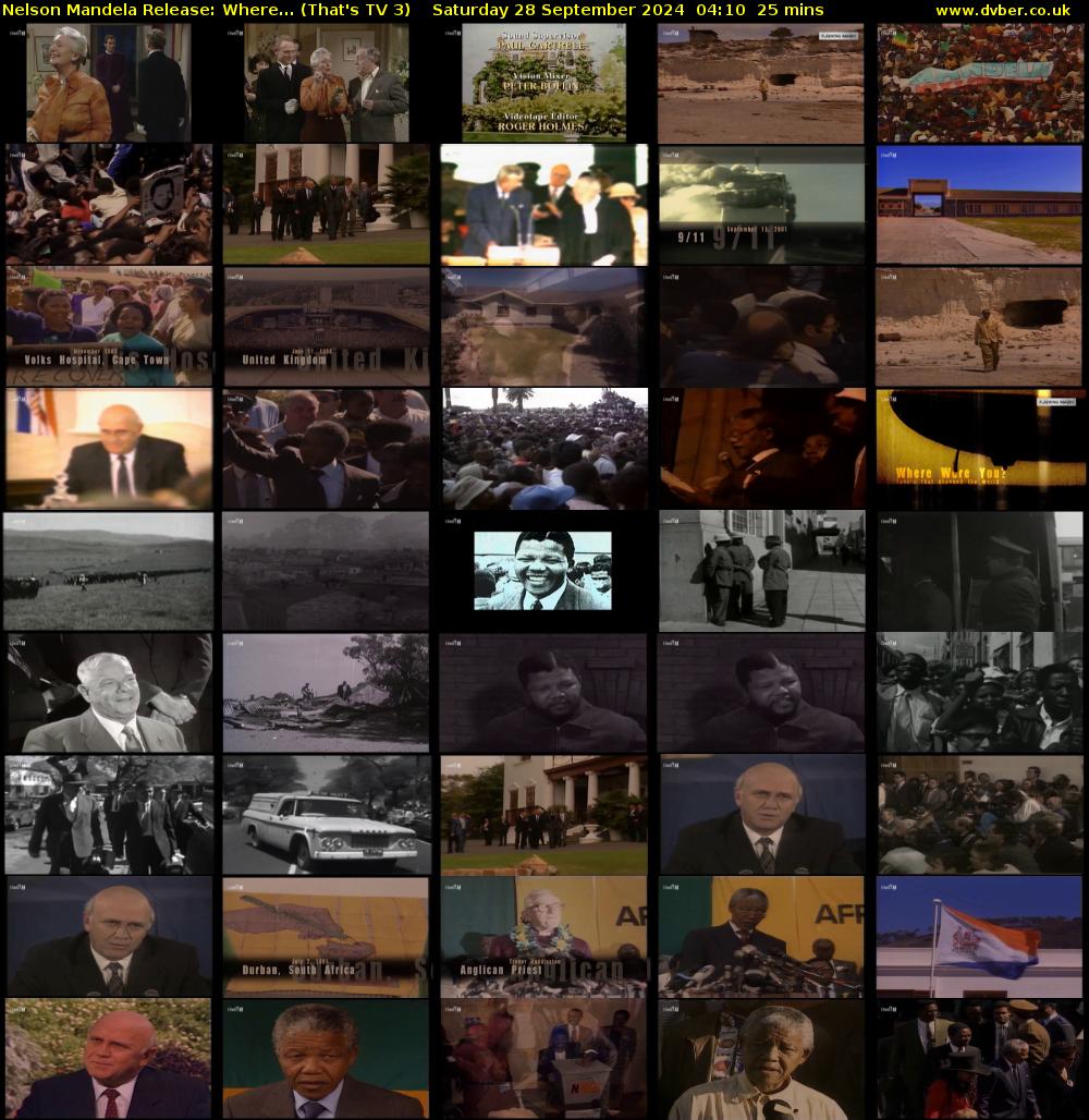 Nelson Mandela Release: Where... (That's TV 3) Saturday 28 September 2024 04:10 - 04:35