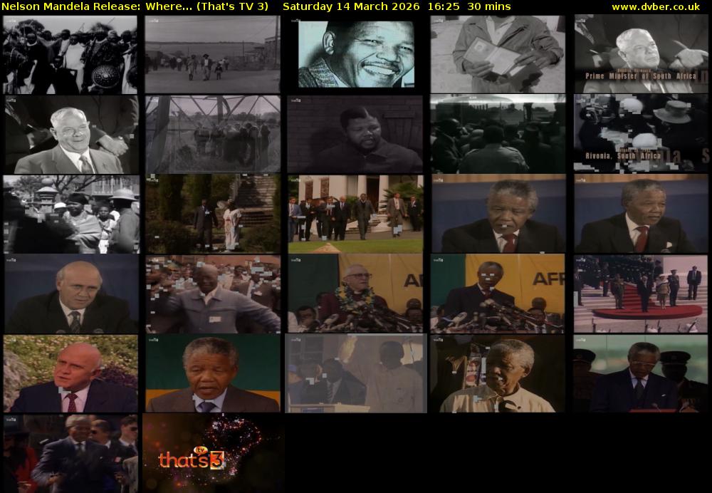 Nelson Mandela Release: Where... (That's TV 3) Saturday 14 March 2026 16:25 - 16:55