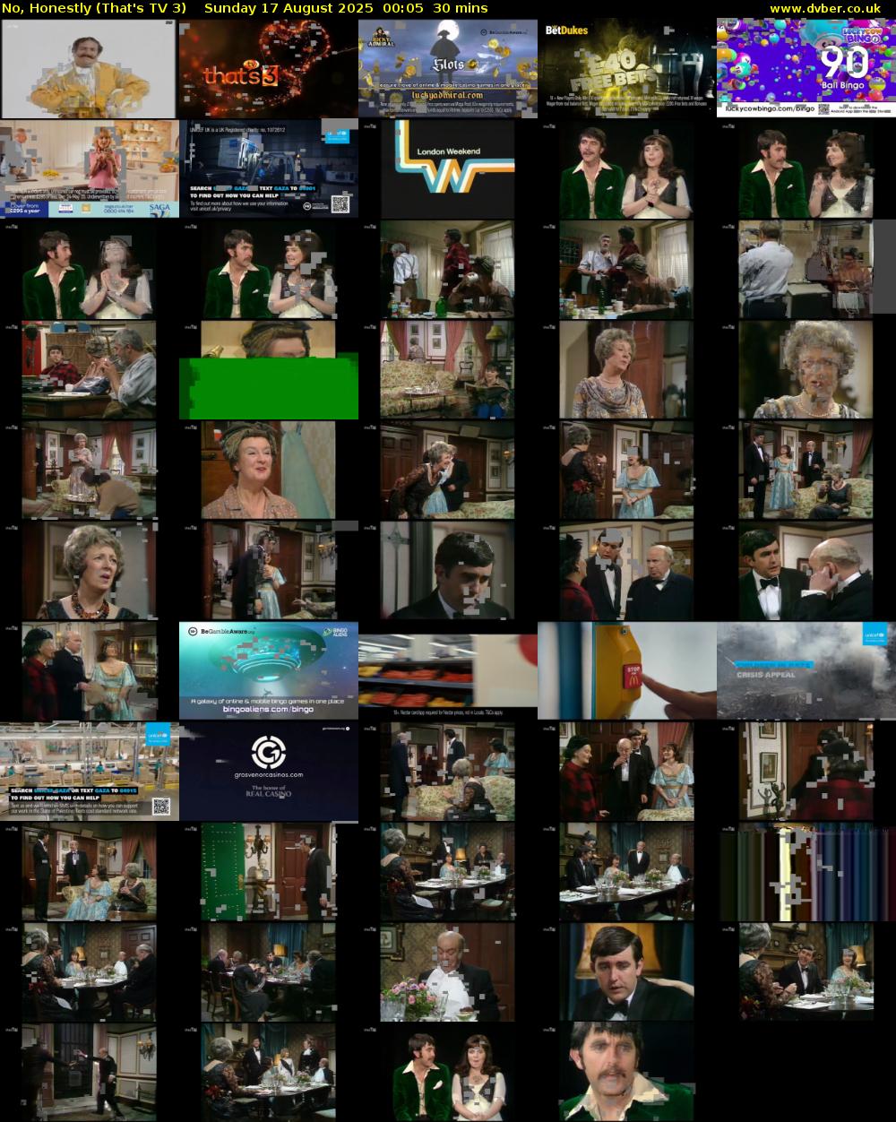 No, Honestly (That's TV 3) Sunday 17 August 2025 00:05 - 00:35