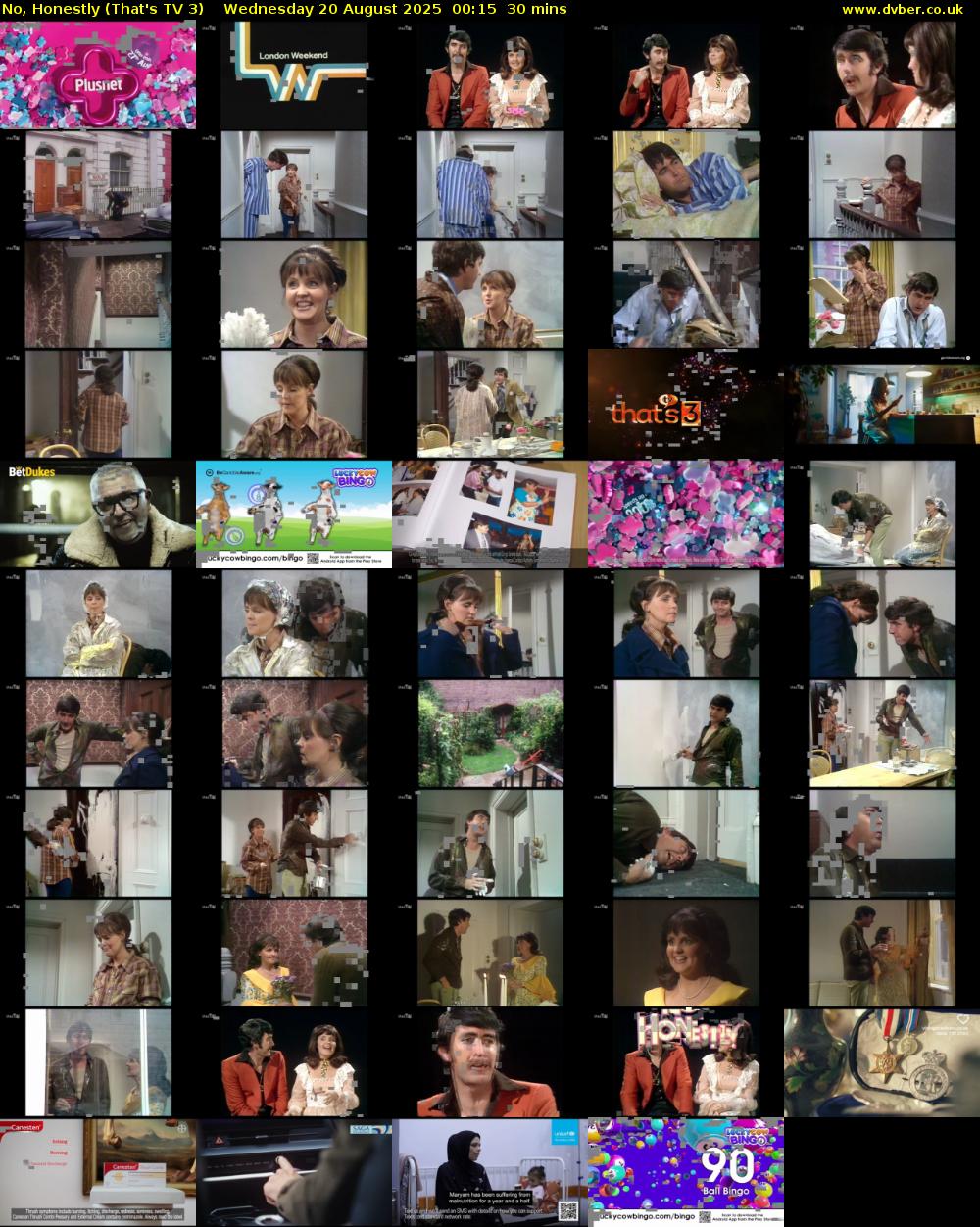 No, Honestly (That's TV 3) Wednesday 20 August 2025 00:15 - 00:45