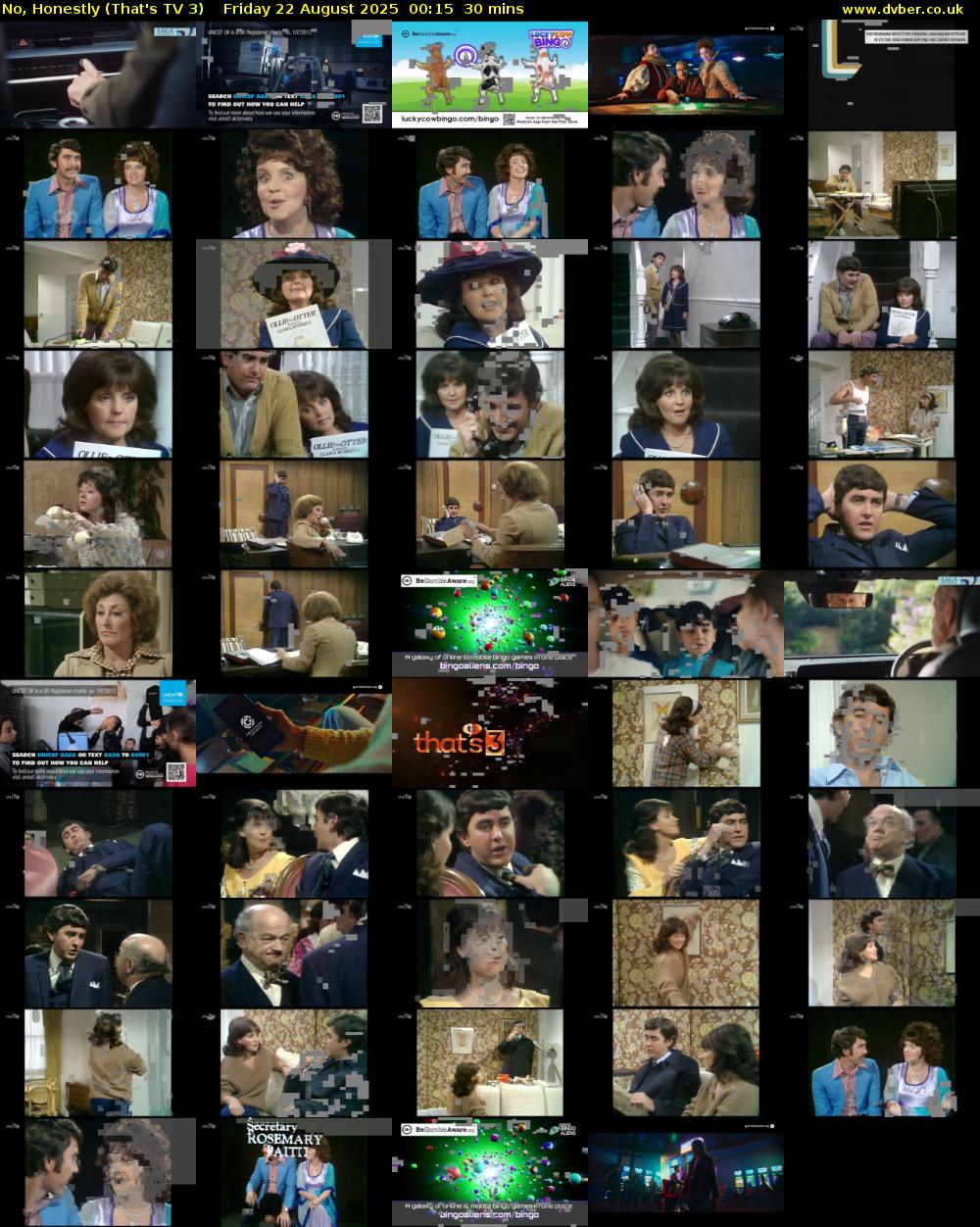 No, Honestly (That's TV 3) Friday 22 August 2025 00:15 - 00:45