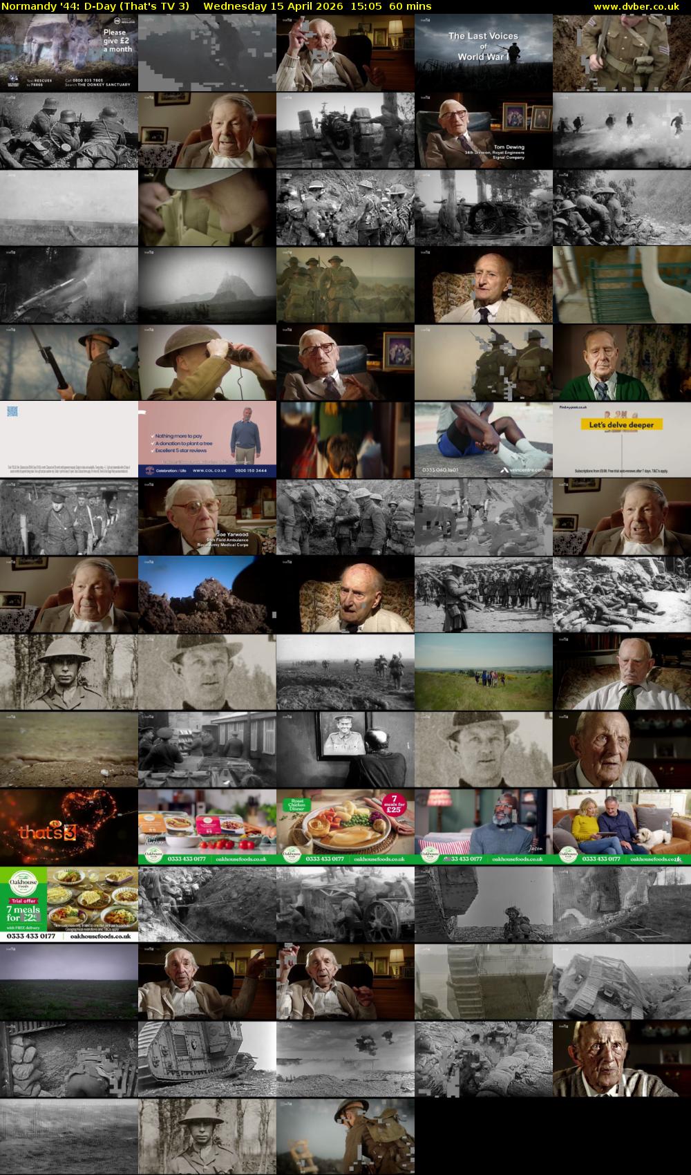 Normandy '44: D-Day (That's TV 3) Wednesday 15 April 2026 15:05 - 16:05