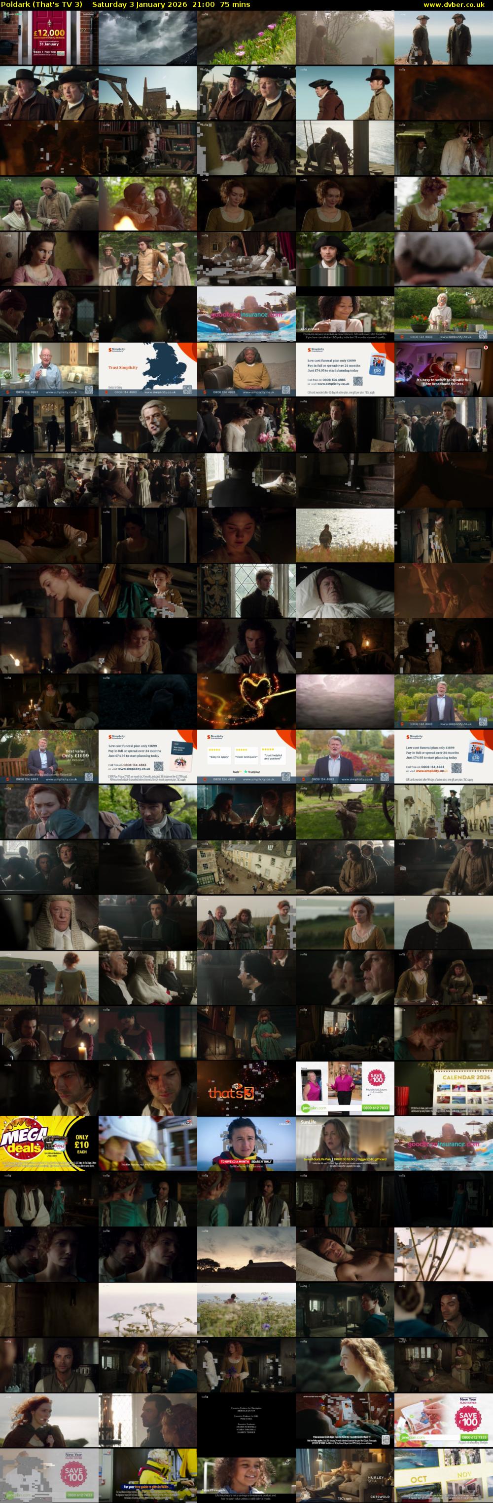 Poldark (That's TV 3) Saturday 3 January 2026 21:00 - 22:15
