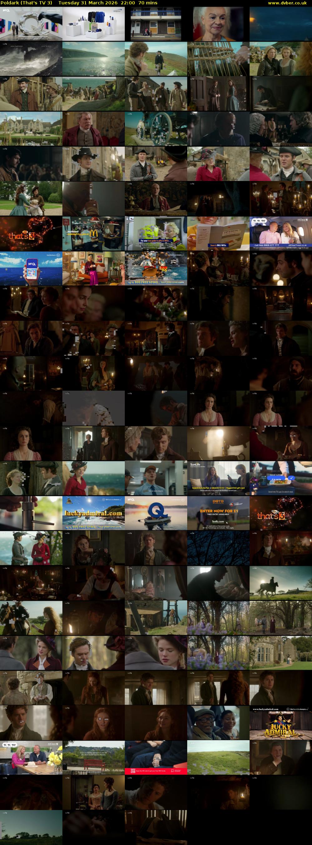 Poldark (That's TV 3) Tuesday 31 March 2026 22:00 - 23:10