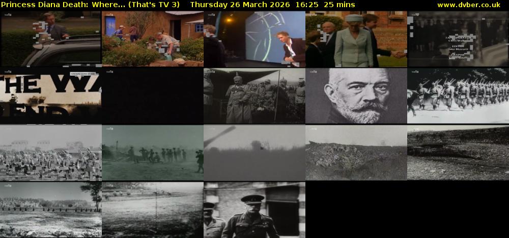 Princess Diana Death: Where... (That's TV 3) Thursday 26 March 2026 16:25 - 16:50
