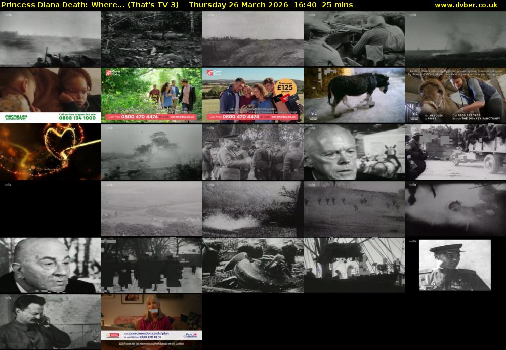 Princess Diana Death: Where... (That's TV 3) Thursday 26 March 2026 16:40 - 17:05