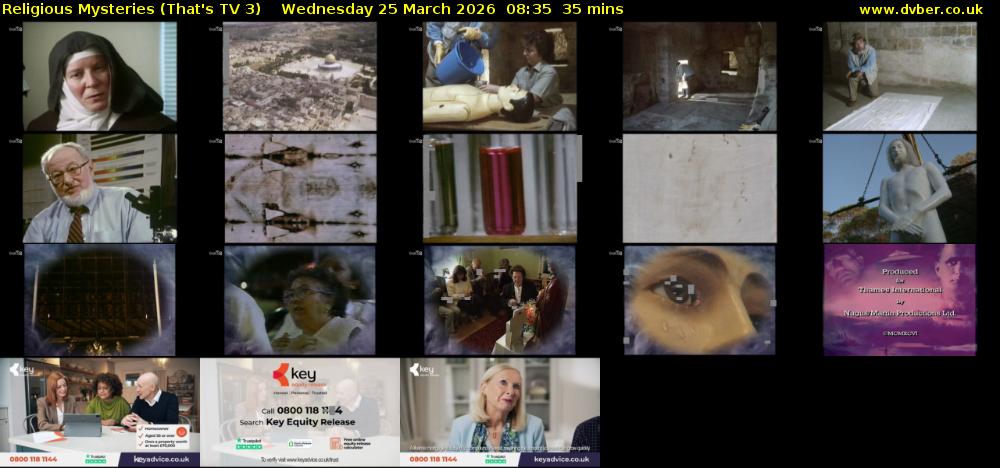 Religious Mysteries (That's TV 3) Wednesday 25 March 2026 08:35 - 09:10