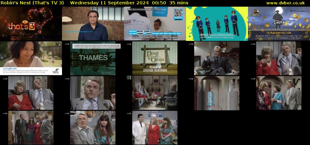 Robin's Nest (That's TV 3) Wednesday 11 September 2024 00:50 - 01:25
