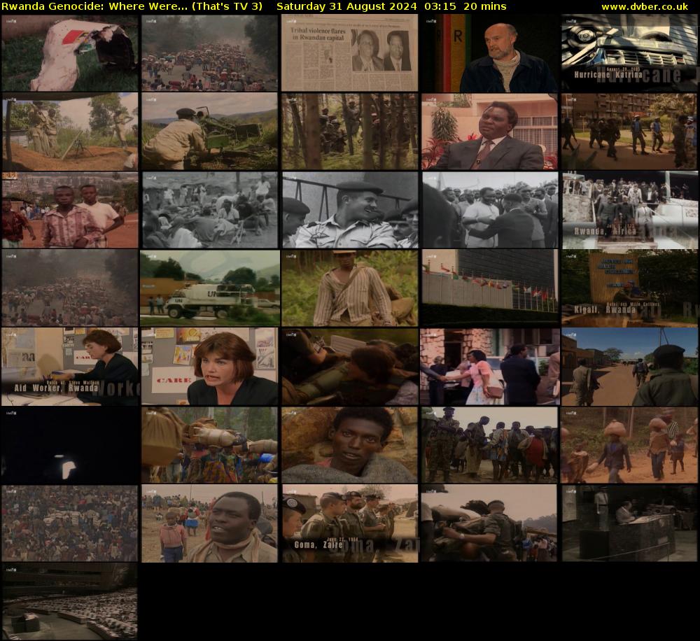 Rwanda Genocide: Where Were... (That's TV 3) Saturday 31 August 2024 03:15 - 03:35