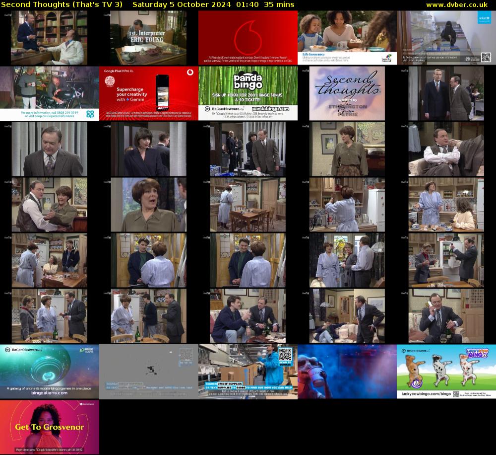 Second Thoughts (That's TV 3) Saturday 5 October 2024 01:40 - 02:15