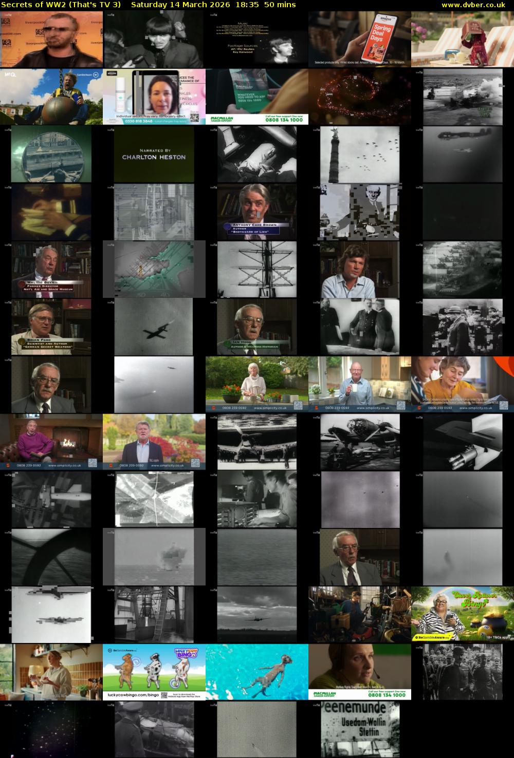 Secrets of WW2 (That's TV 3) Saturday 14 March 2026 18:35 - 19:25