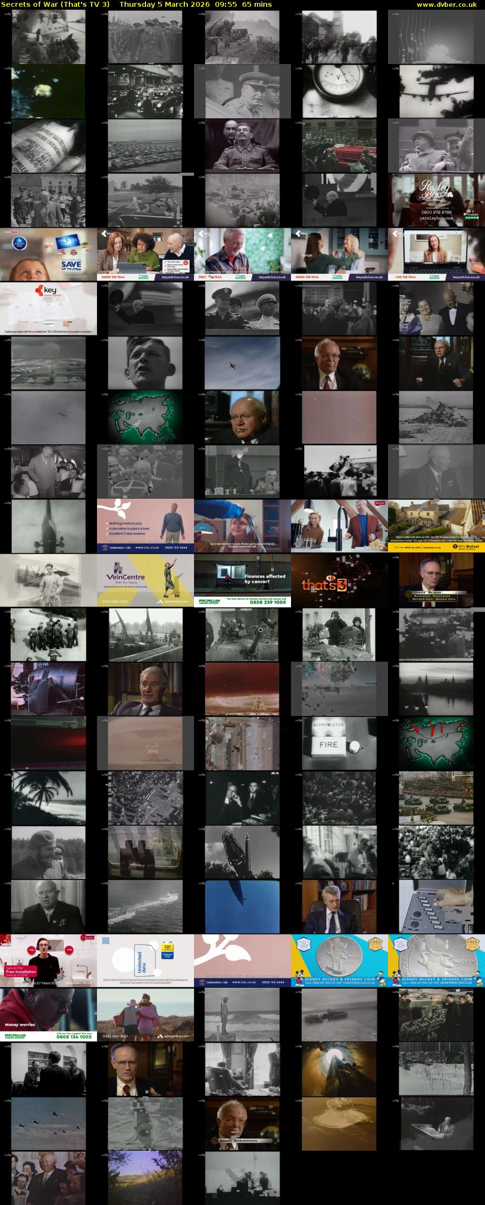 Secrets of War (That's TV 3) Thursday 5 March 2026 09:55 - 11:00