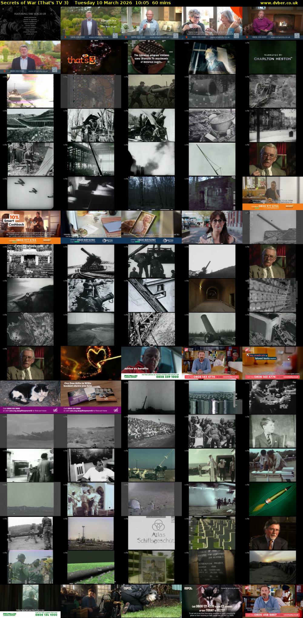 Secrets of War (That's TV 3) Tuesday 10 March 2026 10:05 - 11:05