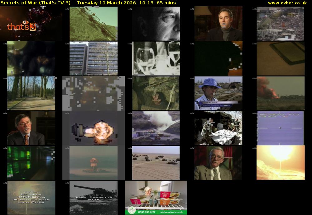 Secrets of War (That's TV 3) Tuesday 10 March 2026 10:15 - 11:20