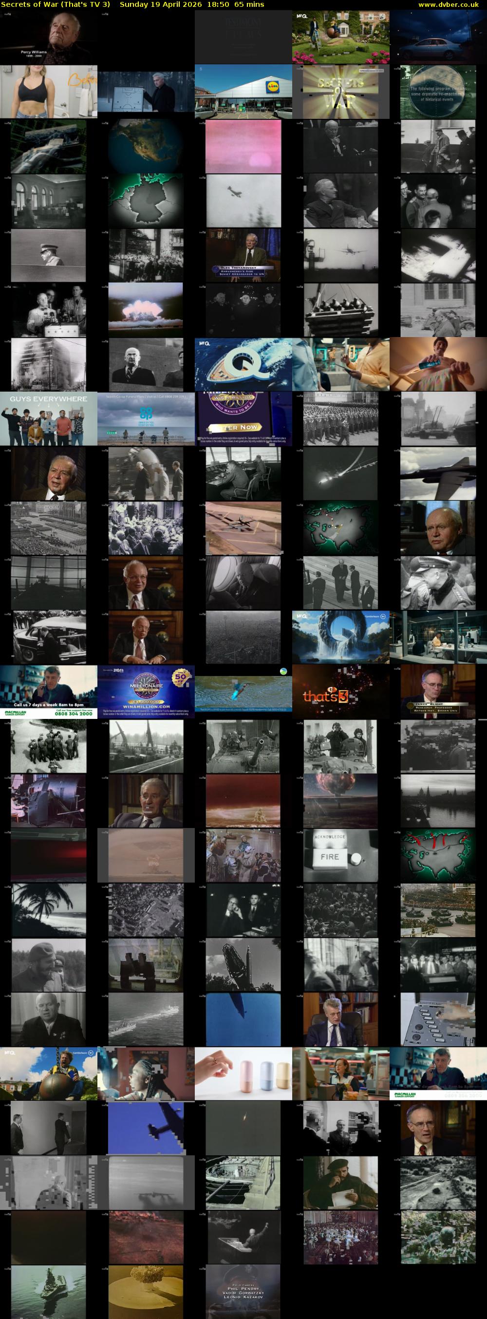 Secrets of War (That's TV 3) Sunday 19 April 2026 18:50 - 19:55